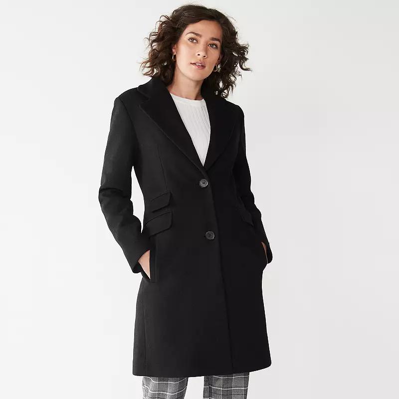 Women's Nine West Single-Breasted Wool Blend Coat,  Product Image