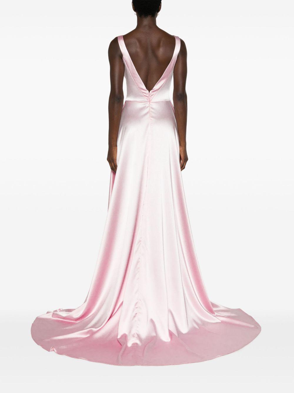 V-back satin gown Product Image