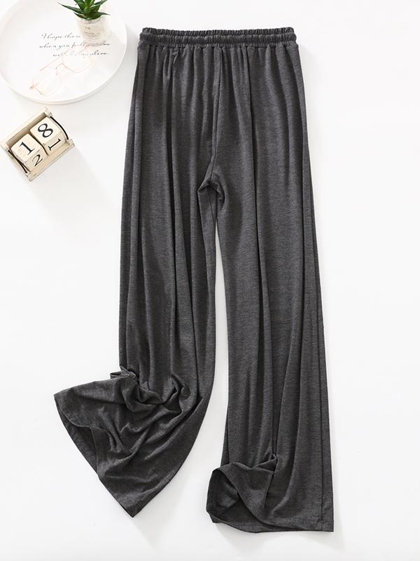 High Waisted Loose Drawstring Elasticity Solid Color Casual Pants Bottoms Trousers Product Image
