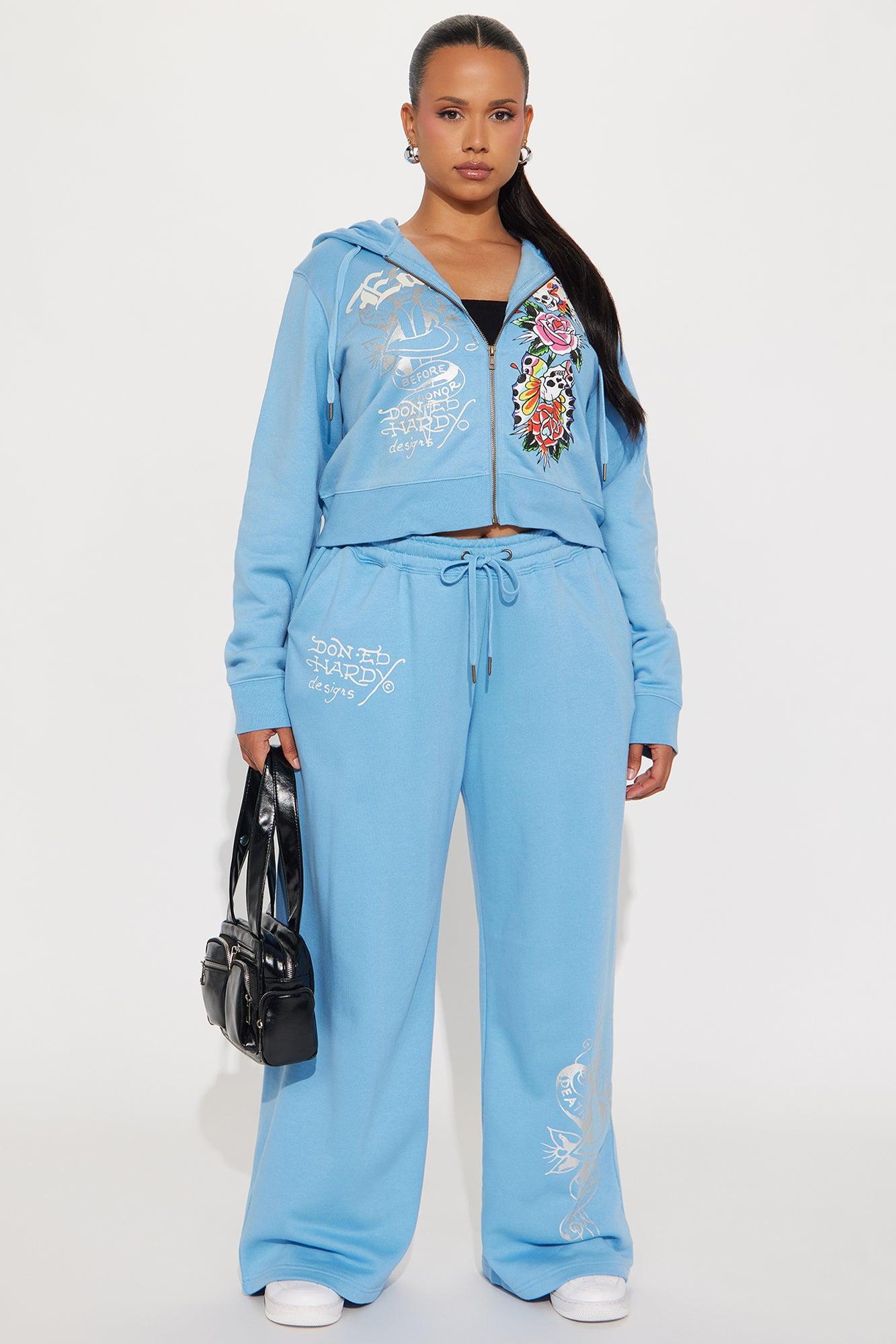 Ed Hardy Skull Haven Zip Up Hoodie - Light Blue Product Image