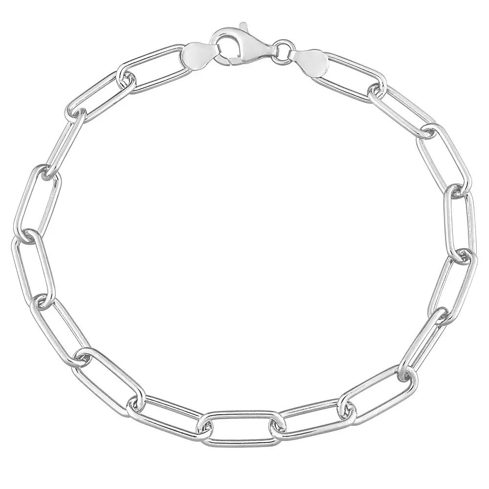 Stella Grace Men's Sterling Silver Paper Clip Link Chain Bracelet, Size: 9" Product Image