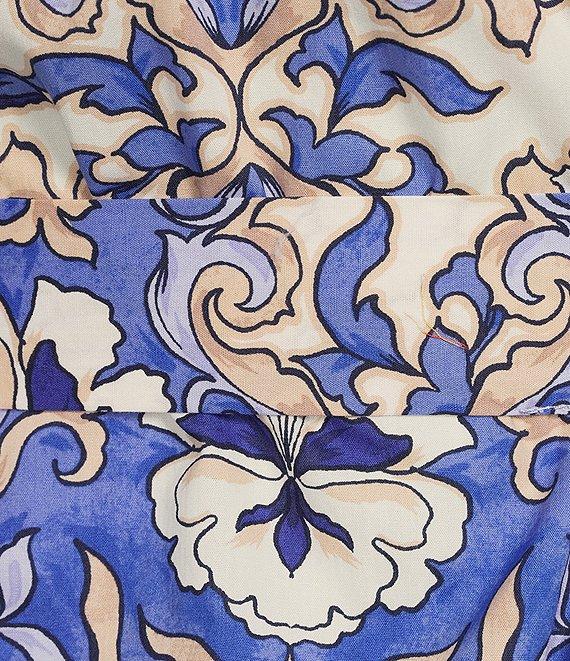 Vince Camuto Floral Print V-Neck Short Sleeve Tie Waist Dress Product Image