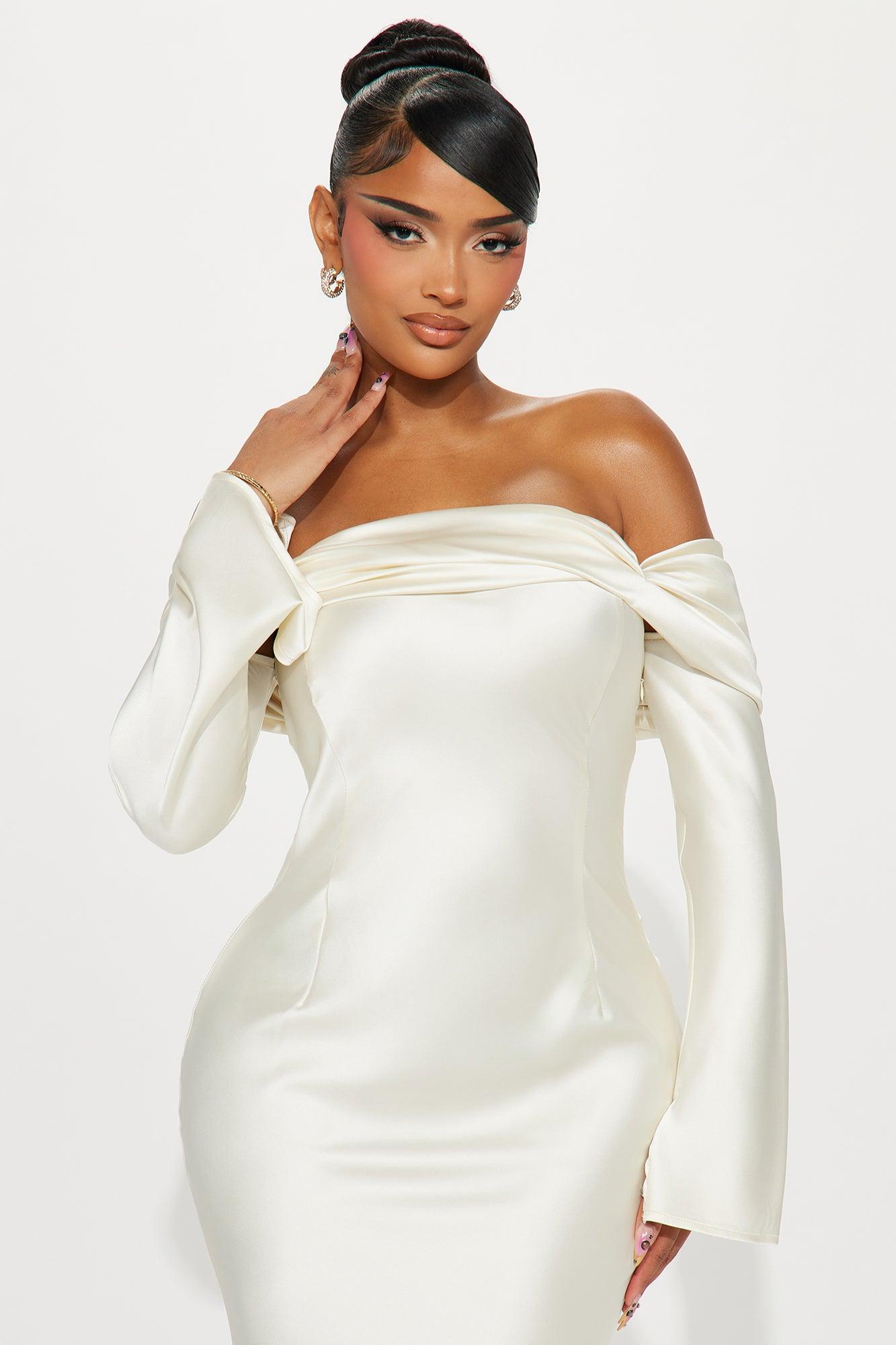 Amandine Satin Maxi Dress - Cream Product Image