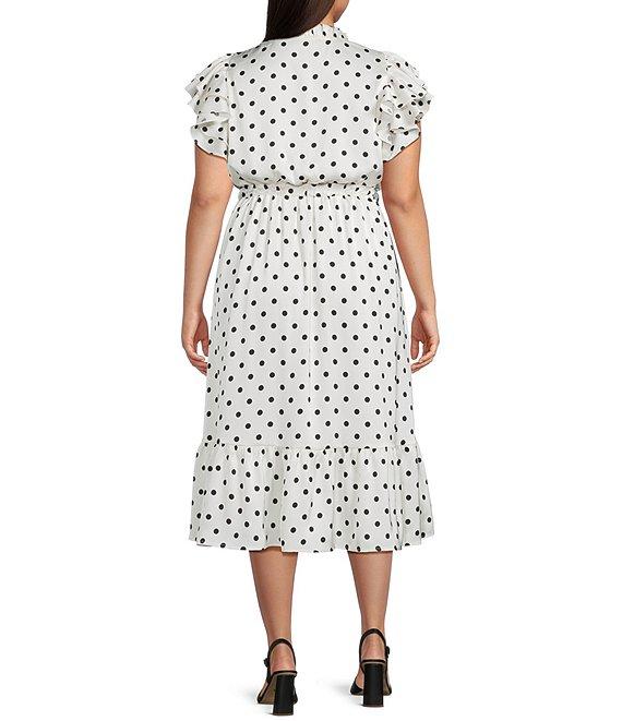 Sugarlips Plus Size Polka Dot Ruffled Midi Dress Product Image