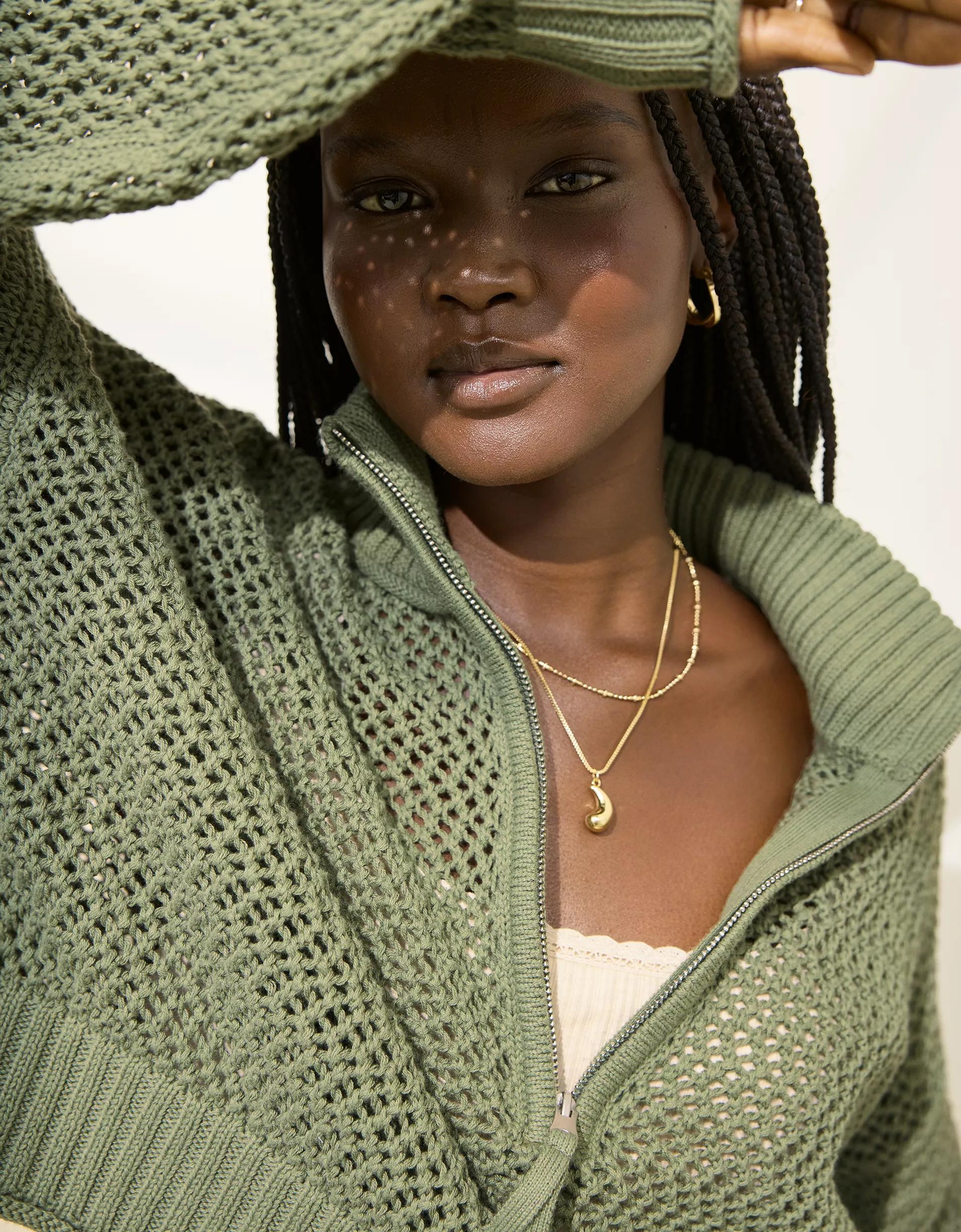 Aerie Crochet Quarter Zip Sweater Product Image