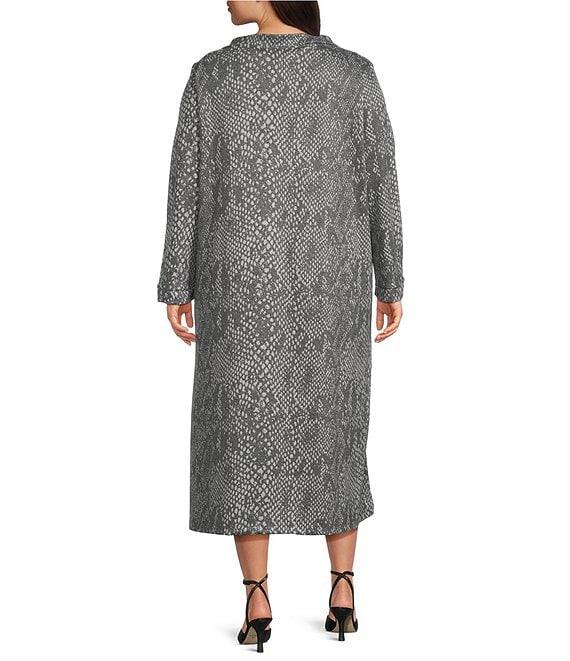 Bryn Walker Plus Size Avila Serpent Recycled Knit Banded Crew Neck Long Sleeve A-Line Midi Dress Product Image