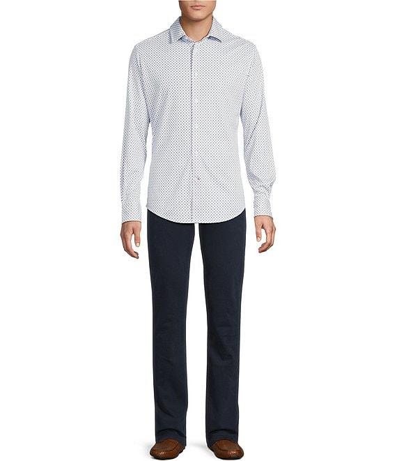 Cremieux Blue Label Interlock Coat Front Long Sleeve Geometric Print Knit Shirt Product Image