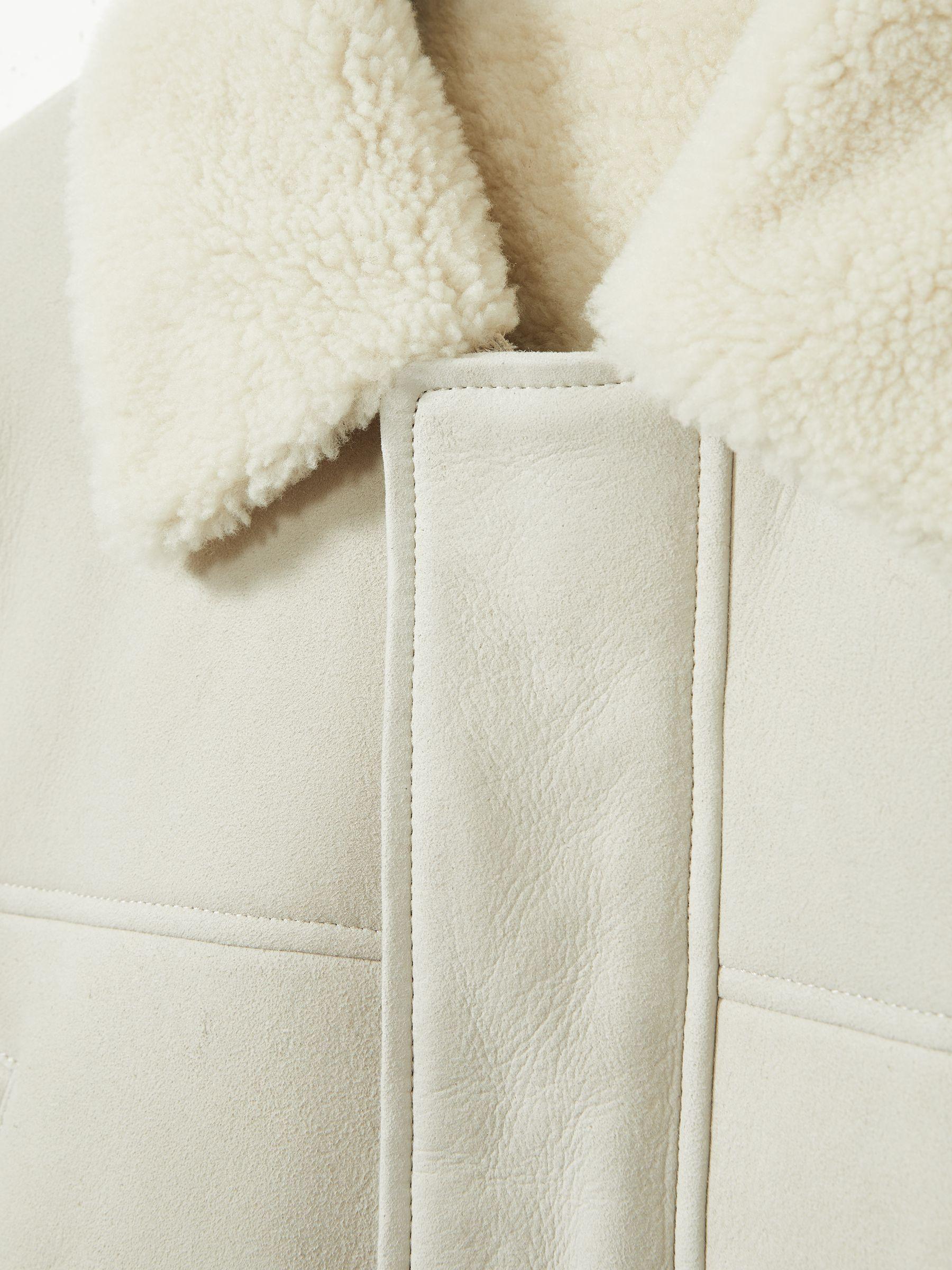 Atelier Suede Zip-Through Shearling Jacket in Off White Product Image