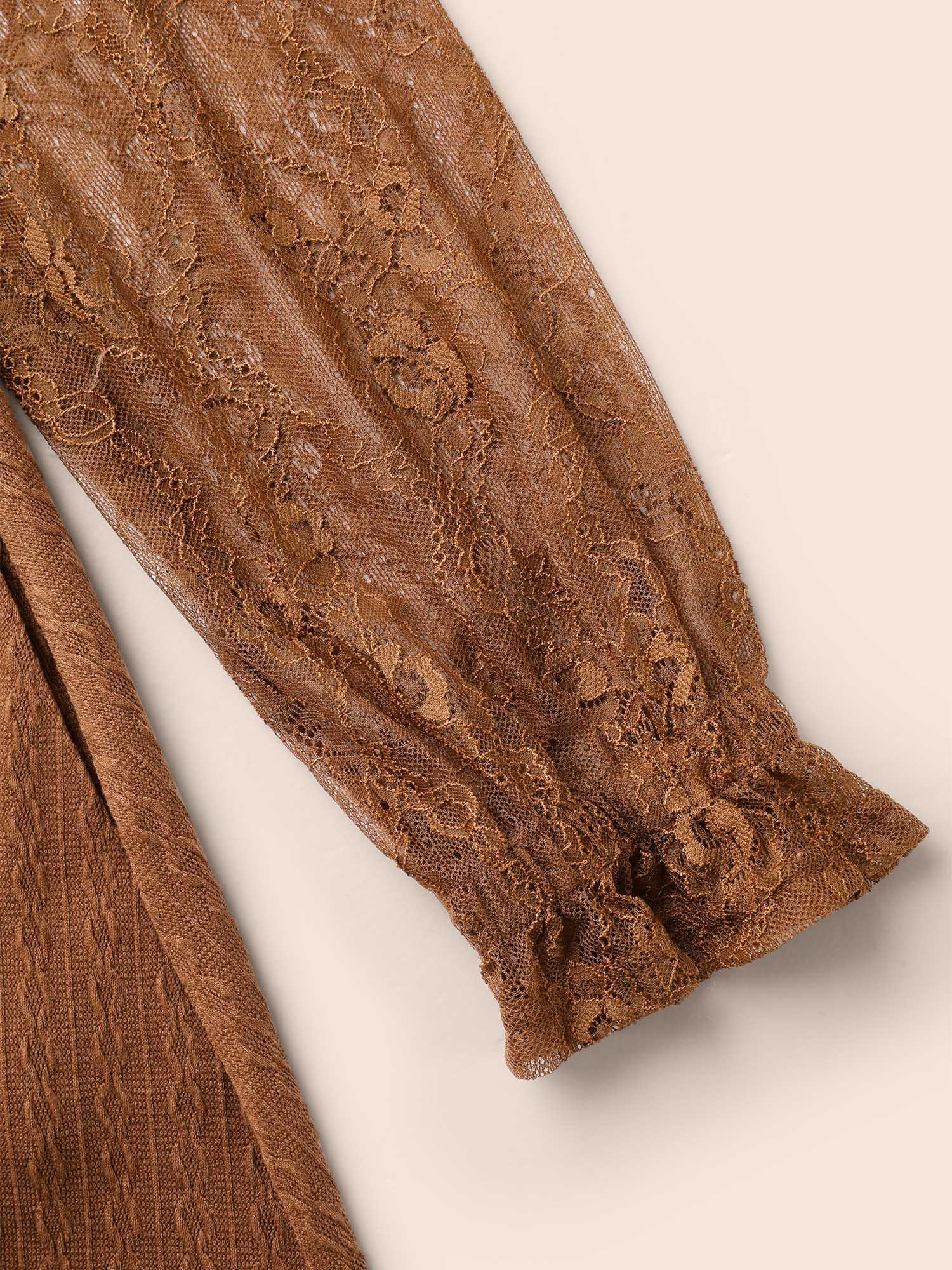 Textured Mesh Patchwork Ruffles Dress Female Product Image