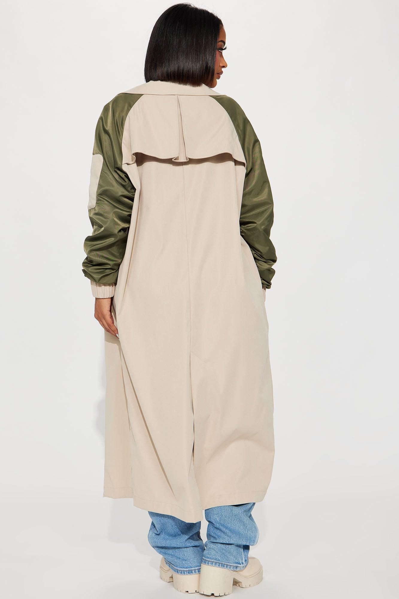 So Caught Up Trench Coat - Khaki/combo Product Image
