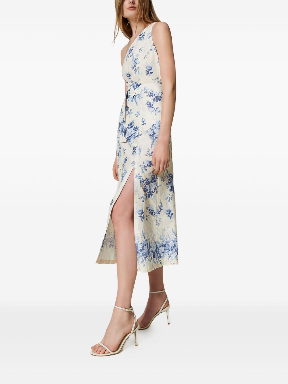 floral-print one-shoulder midi dress Product Image
