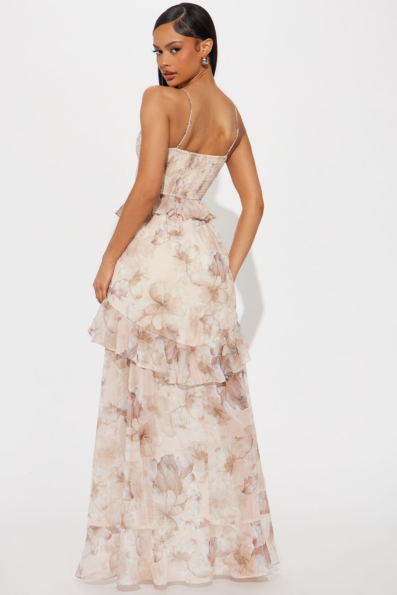 Marielle Chiffon Maxi Dress - Nude/combo Product Image
