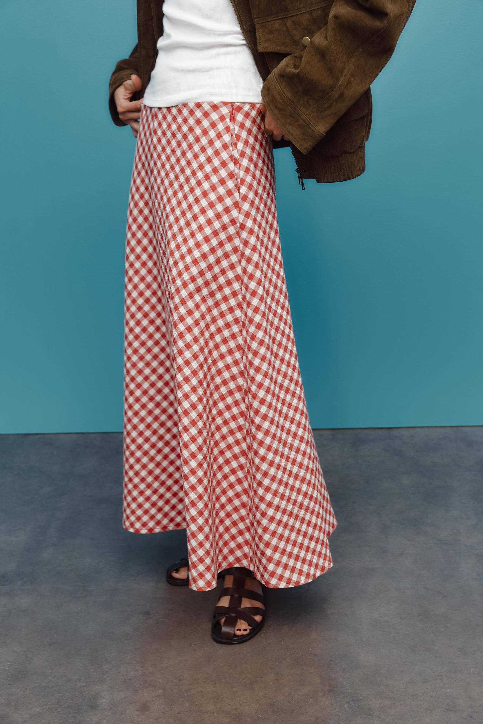 GINGHAM MIDI SKIRT Product Image