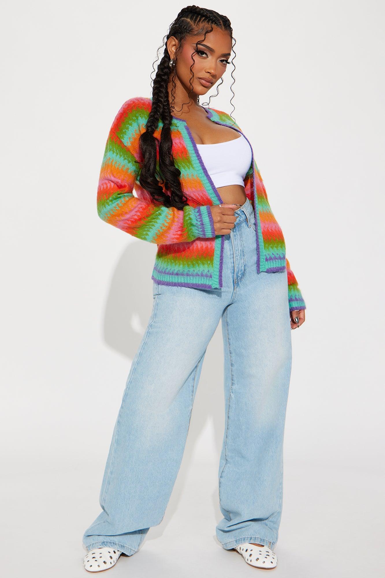 Bright Side Striped Cardigan - Multi Color Product Image