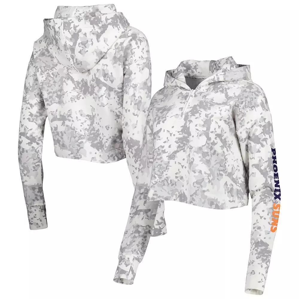 Women's Lusso Gray/White Phoenix Suns Maia Tri-Blend Cropped Quarter-Zip Top,  Product Image
