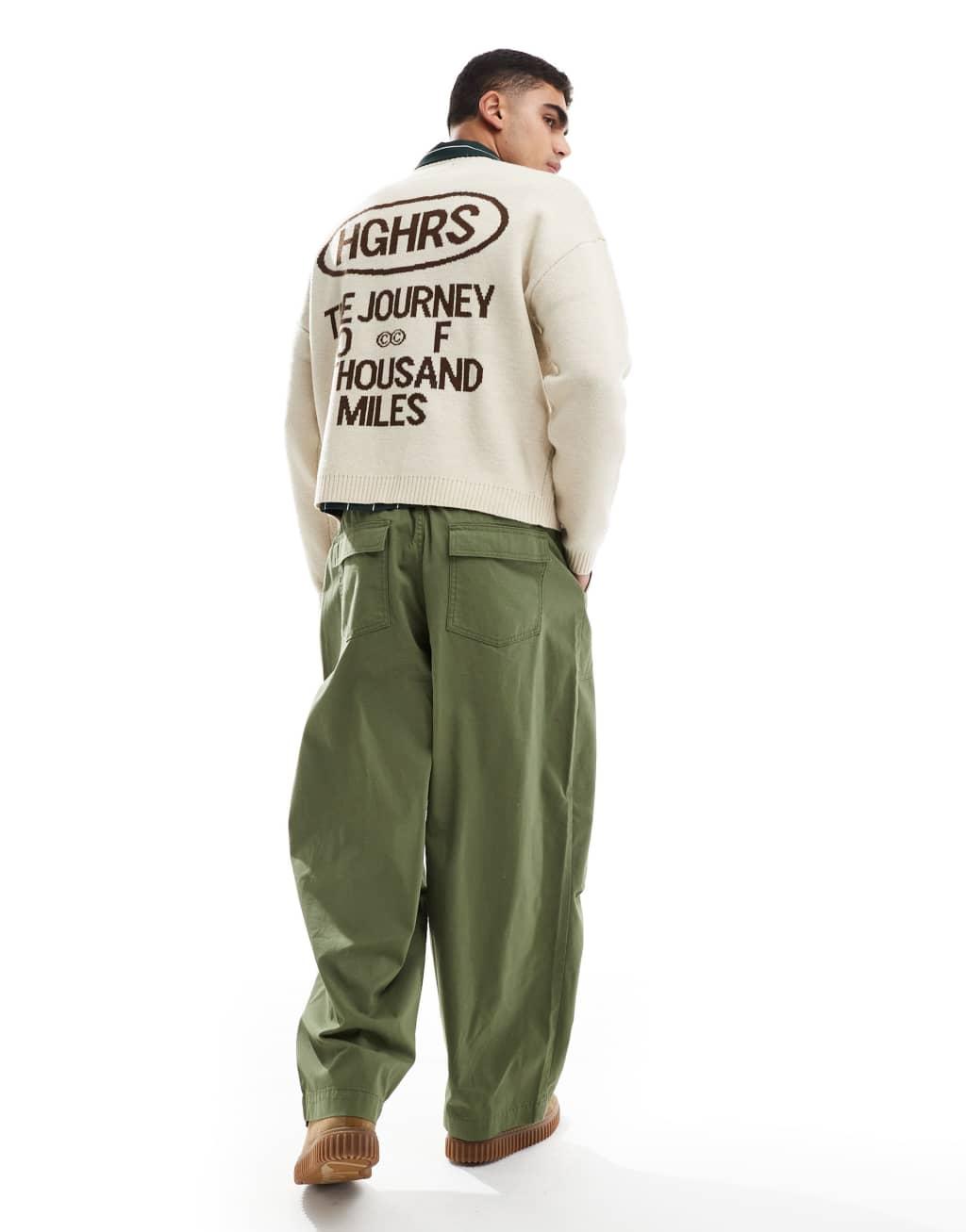ASOS DESIGN oversized baggy pants in khaki Product Image
