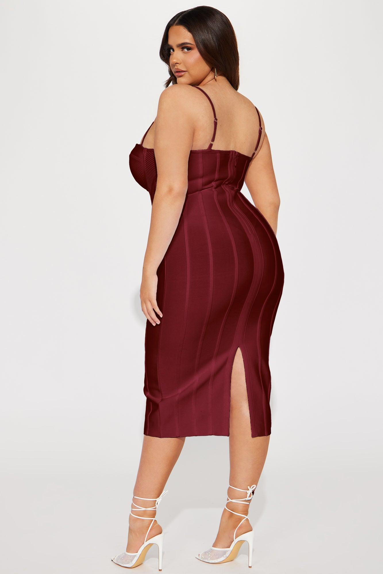 Victoria Bandage Midi Dress - Wine Product Image
