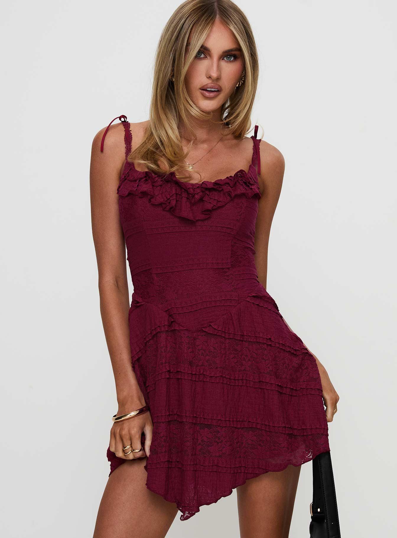 Dwyer Mini Dress Burgundy Product Image