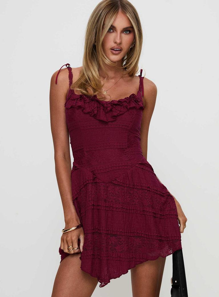 Dwyer Mini Dress Burgundy Product Image
