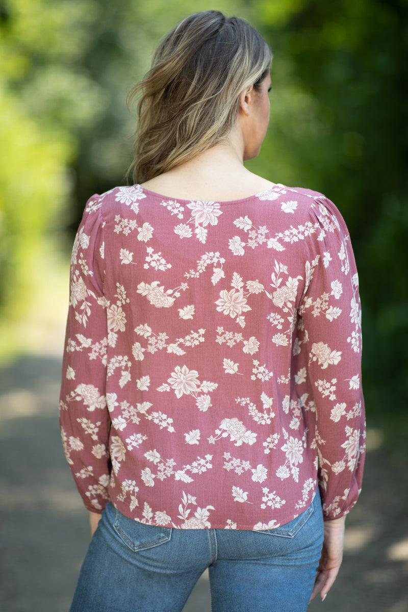 Dusty Rose and Cream Floral Print Top Product Image