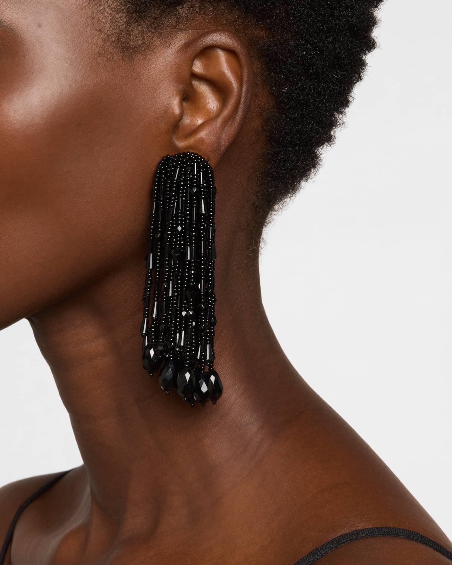 Faceted Bead Pompon Earrings Product Image