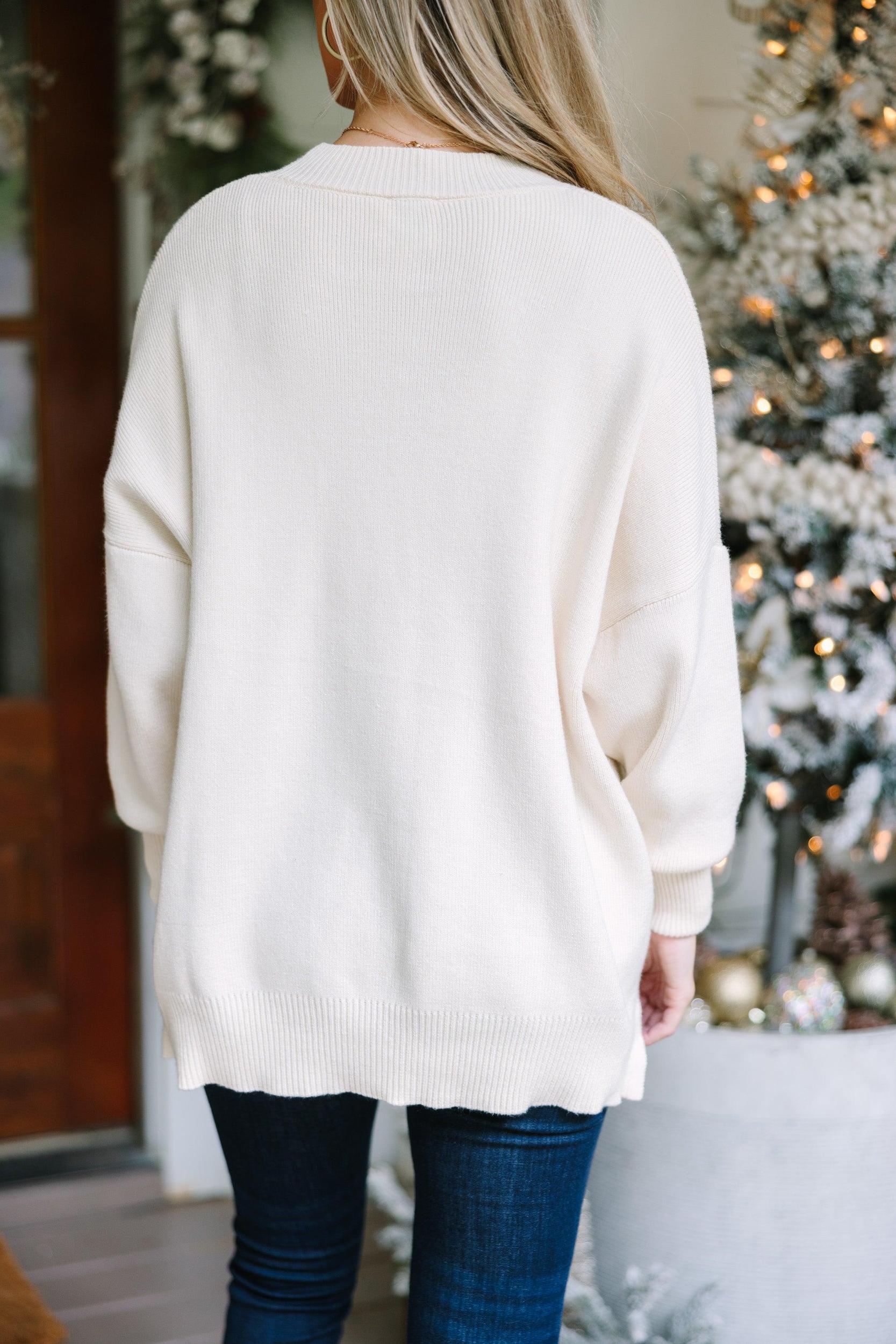 Perfectly You Cream White Mock Neck Sweater Female Product Image