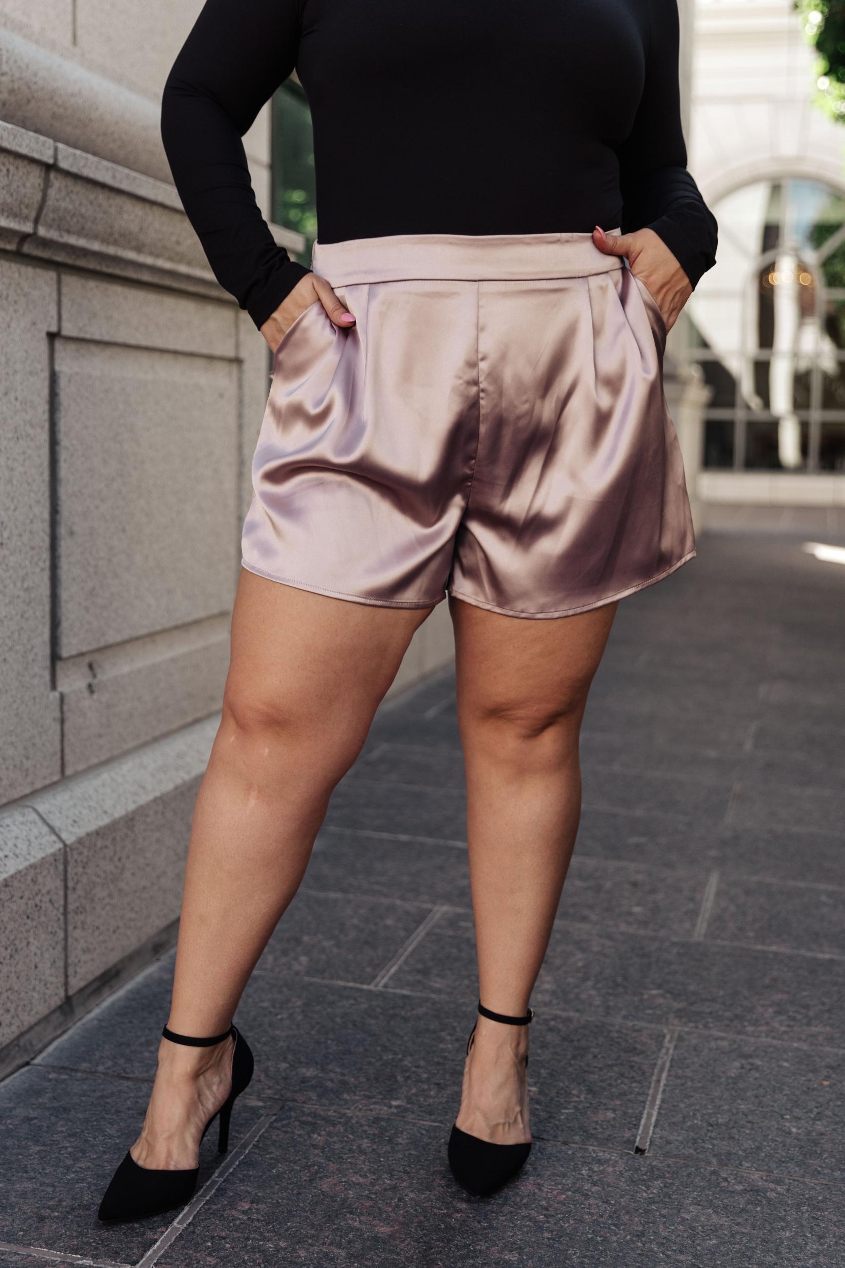 Champagne and Roses Satin Shorts Product Image