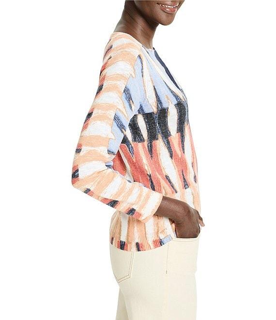 NIC + ZOE Criss Cross Slub Knit V-Neck Bracelet Sleeve Sweater Product Image