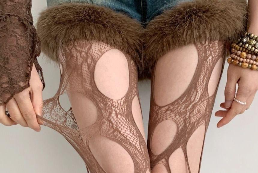 Plain Cutout Fishnet Tights Product Image