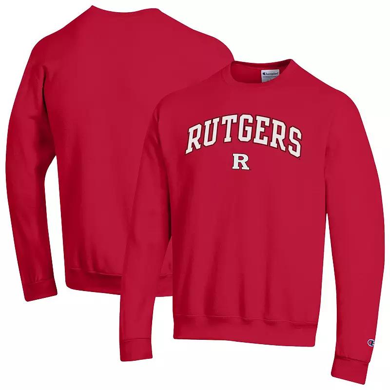 Men's Champion Scarlet Rutgers Scarlet Knights Arch Over Logo Pullover Sweatshirt,  Product Image
