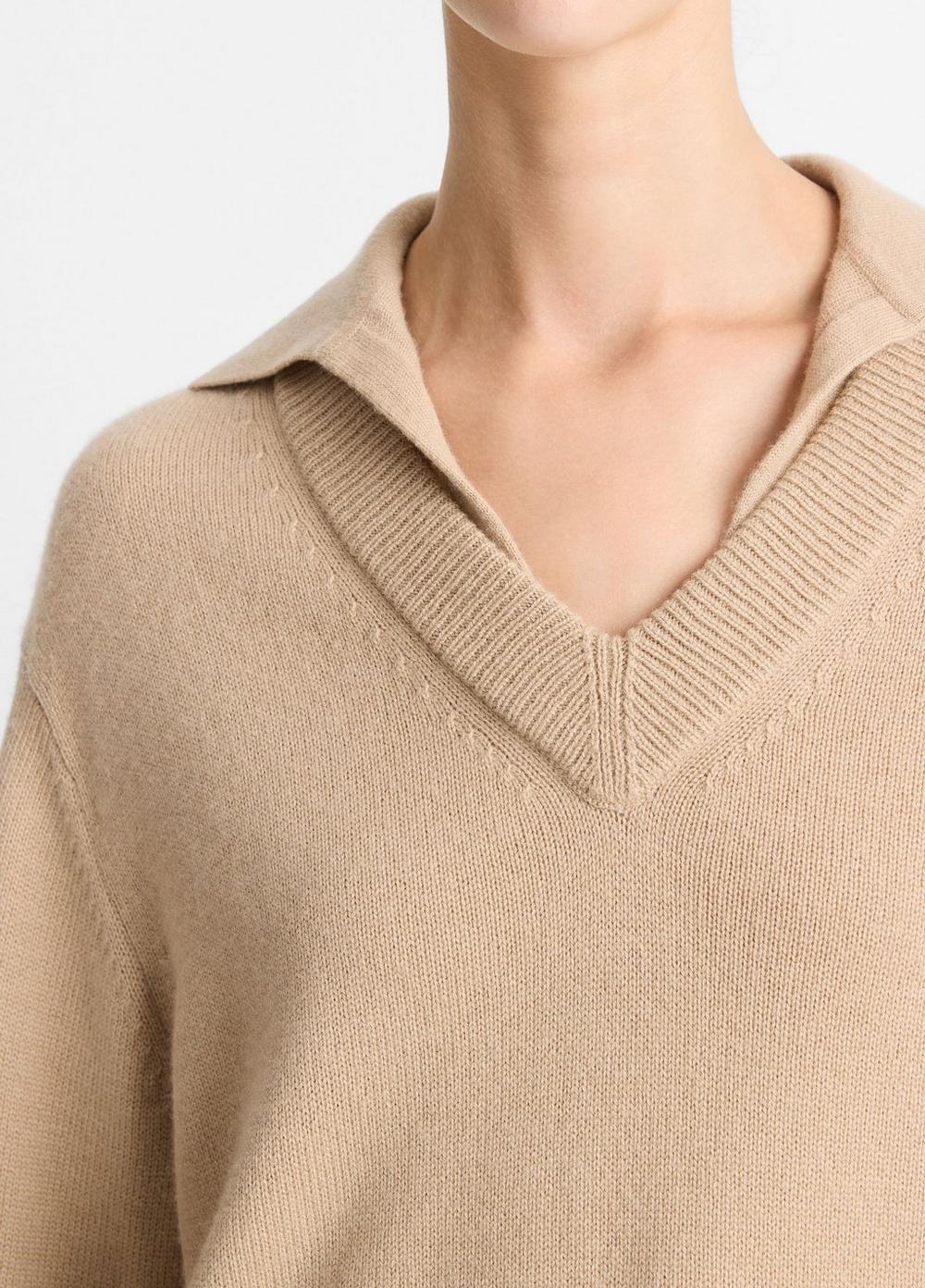 Wool-Cashmere Double-Layer Collared Pullover Product Image
