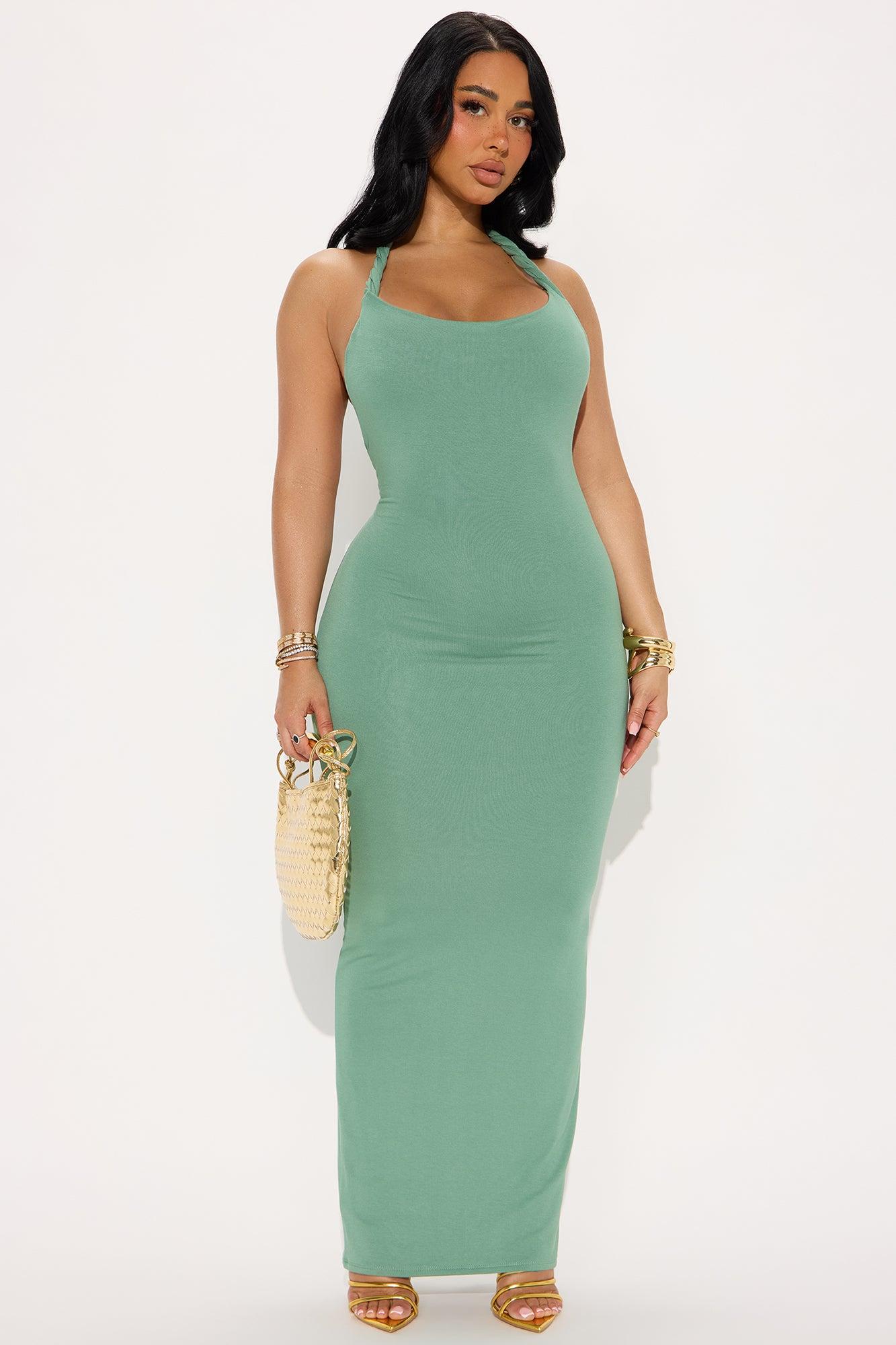 Nathalie Double Lined Backless Maxi Dress - Sage Product Image