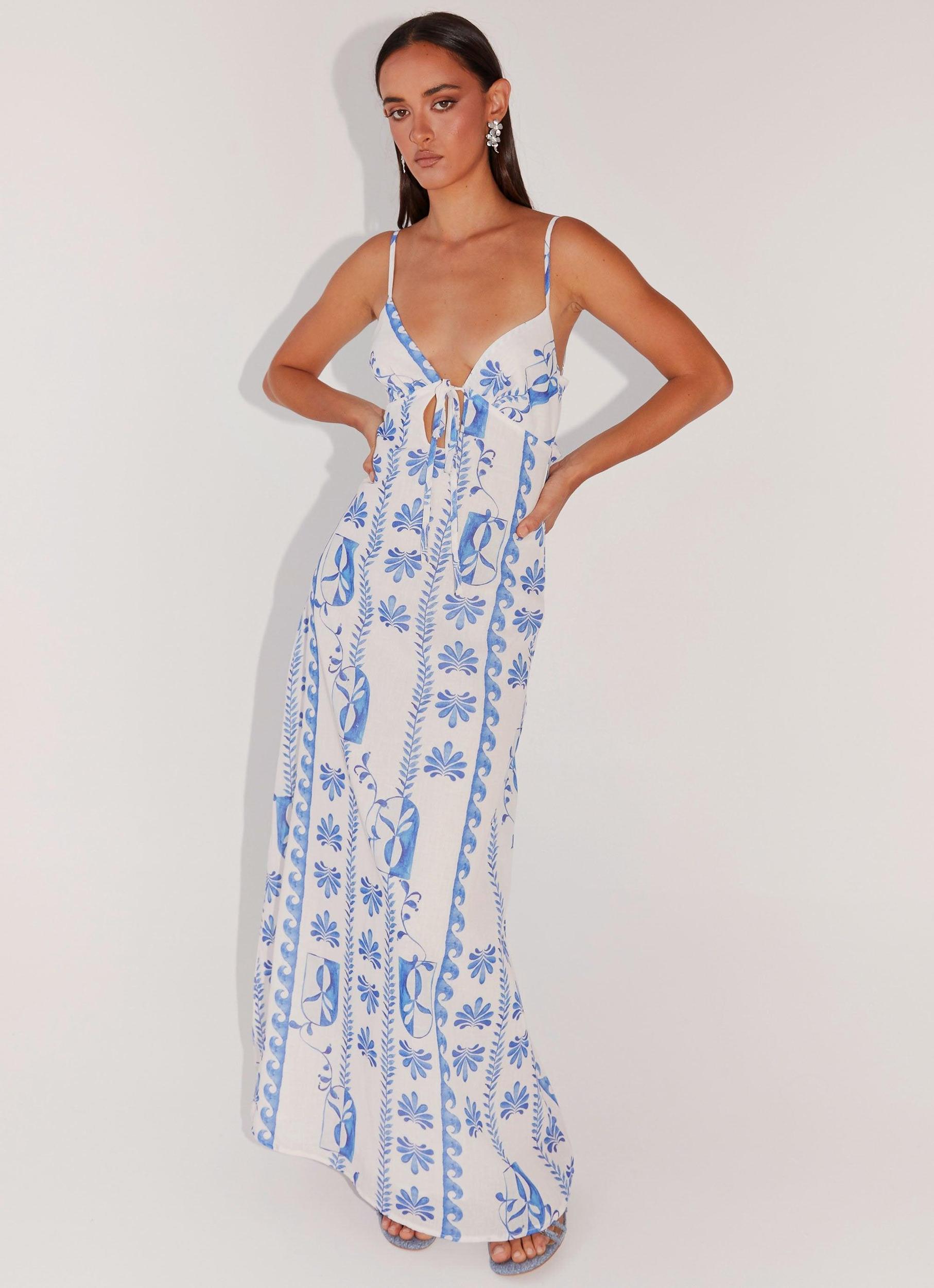 Flora Linen Maxi Dress - Floral Wave Product Image