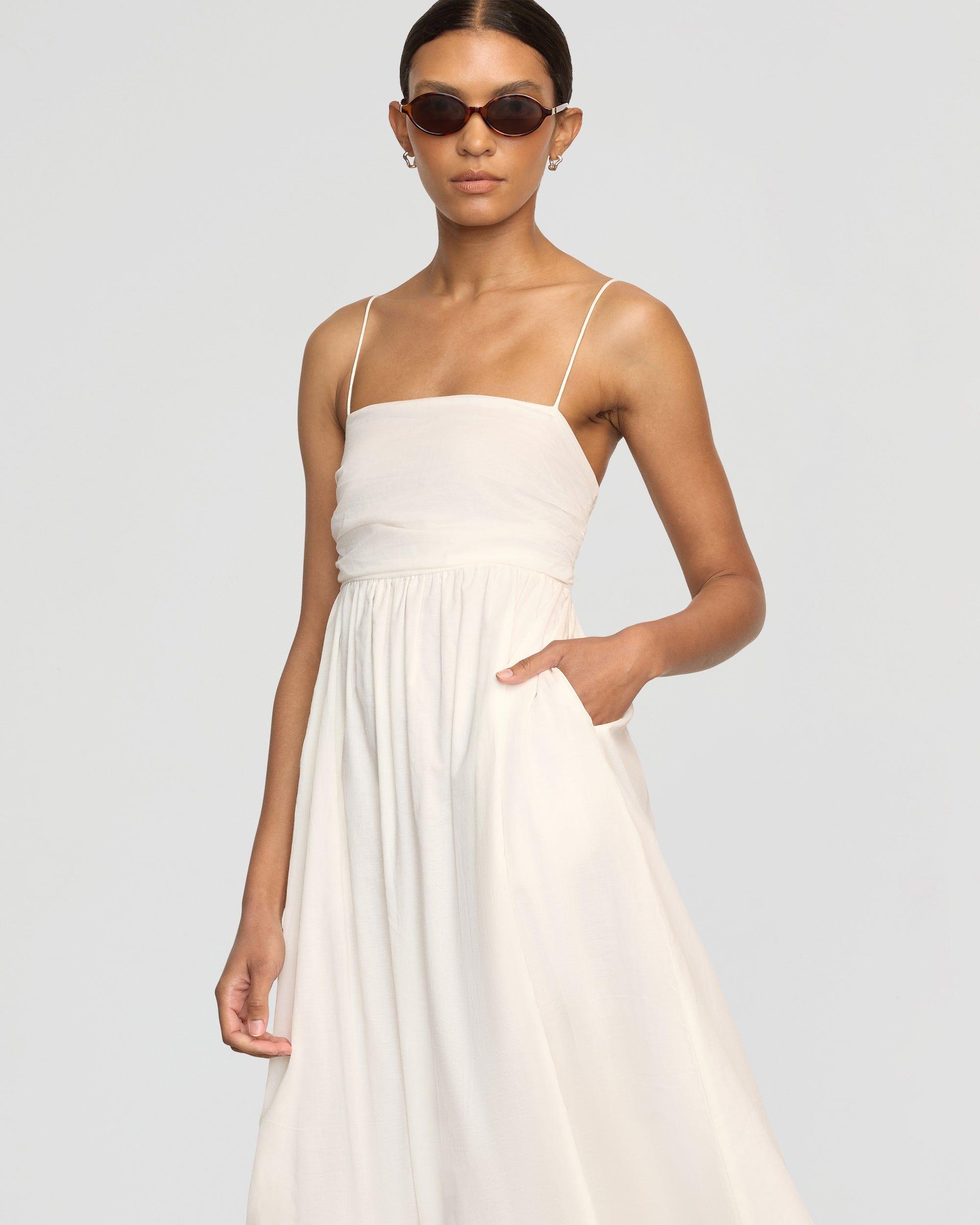 Aurora Ruched Organic Cotton Maxi Dress Product Image