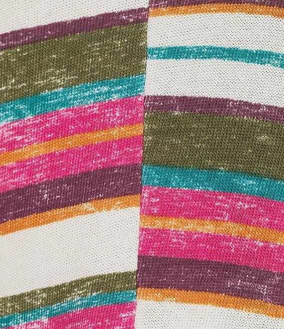 Intro Stripe V-Neck 3/4 Sleeve Washed Knit Sweater Product Image