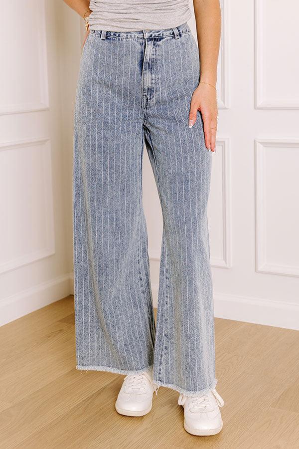 The Brinley Midrise Wide Leg Stripe Jean Product Image