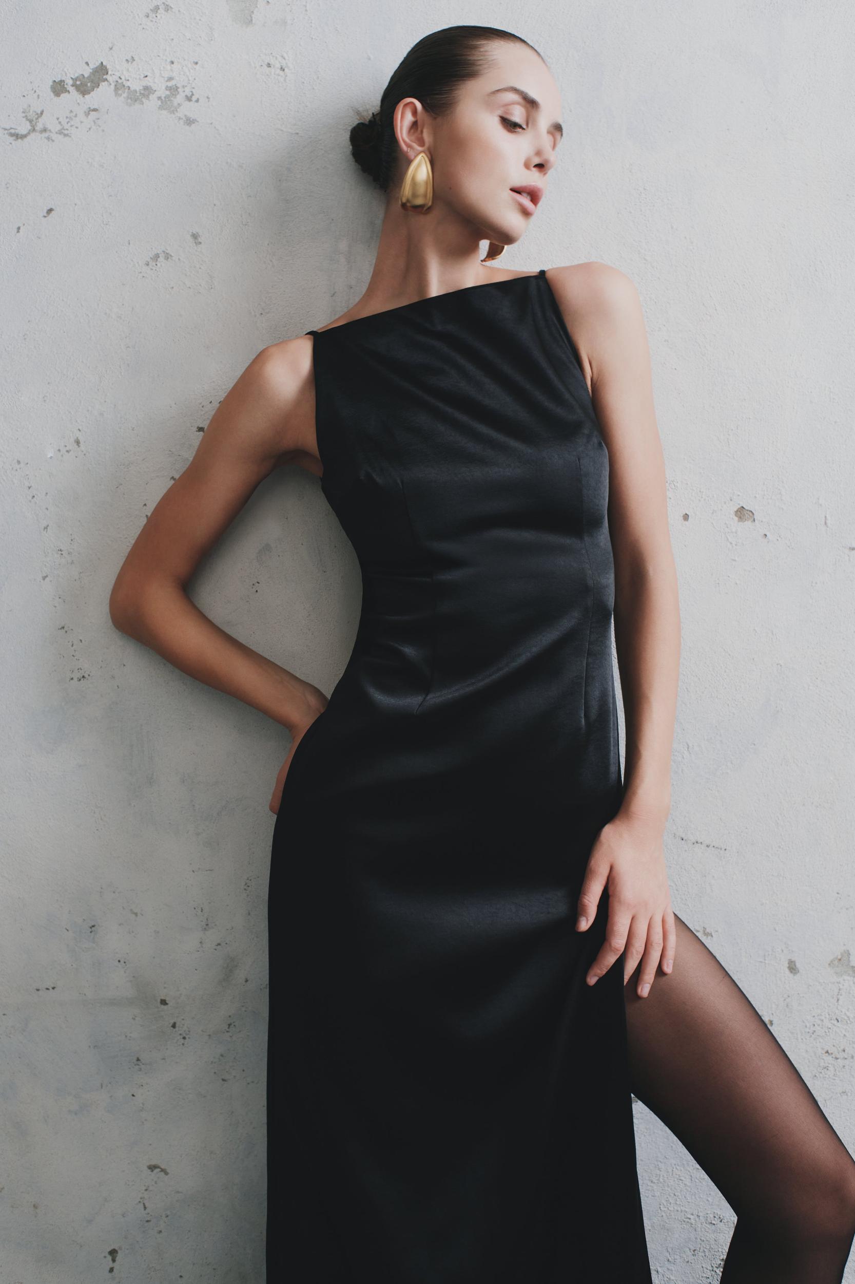 Violet Sleeveless Satin Maxi Dress - Dark Chocolate Product Image