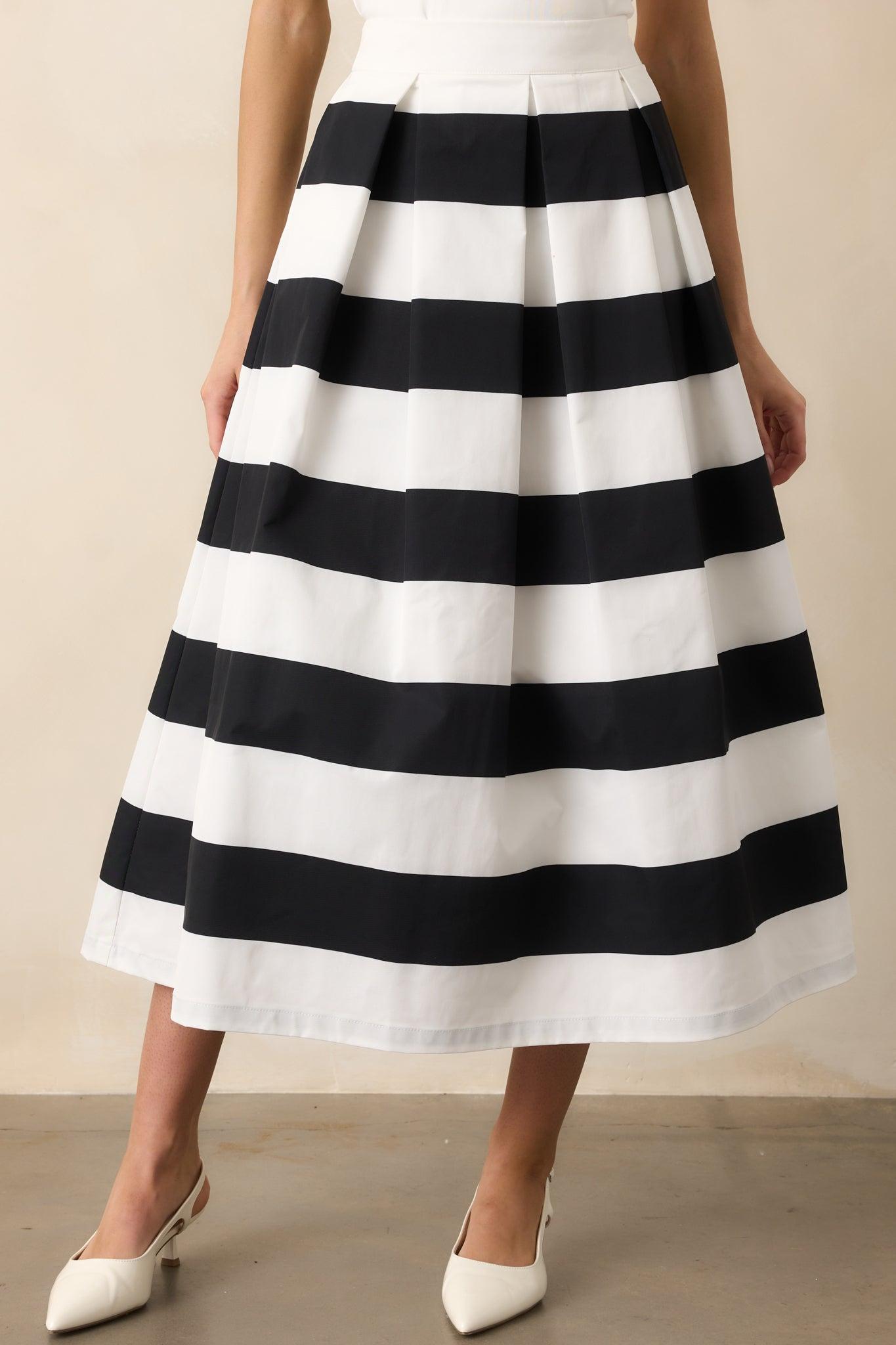Memories in Focus Black & White Midi Skirt Product Image