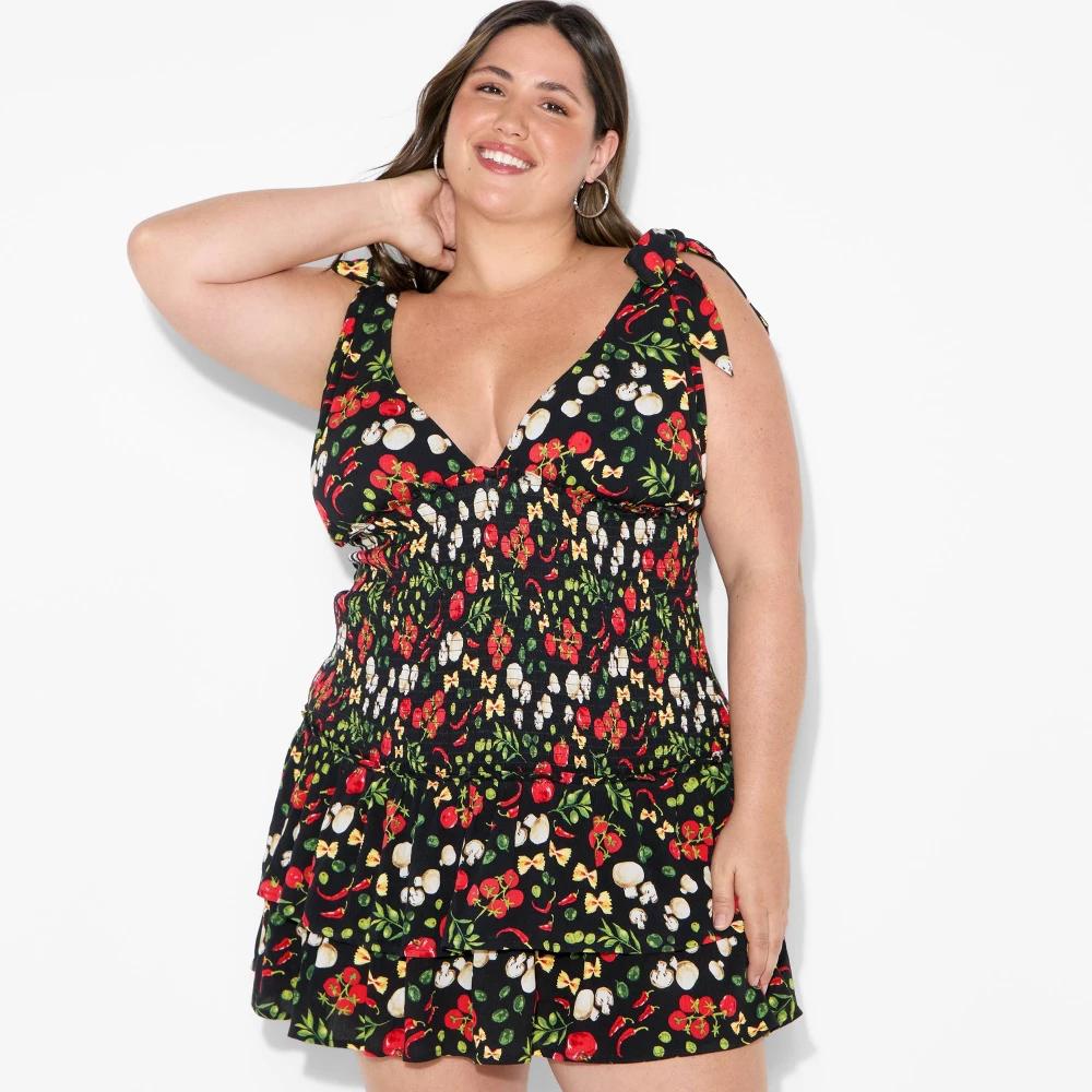 Women's Smocked Drop-Waist Mini A-Line Dress - Wild Fable™ Blue XS Product Image