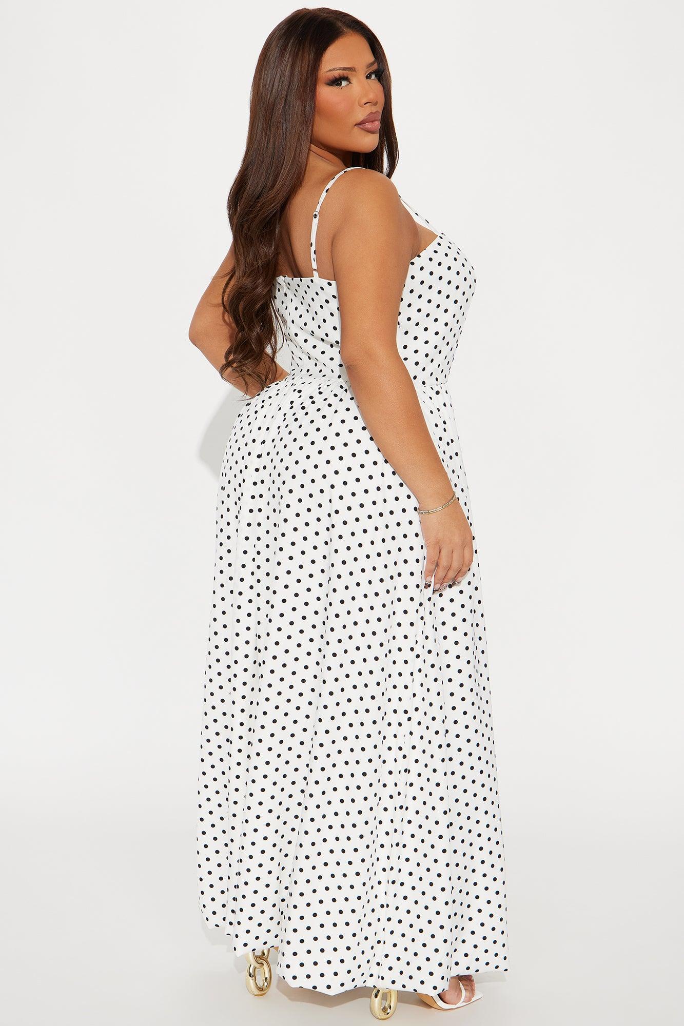 Masella Polka Dot Maxi Dress - White/Black Product Image