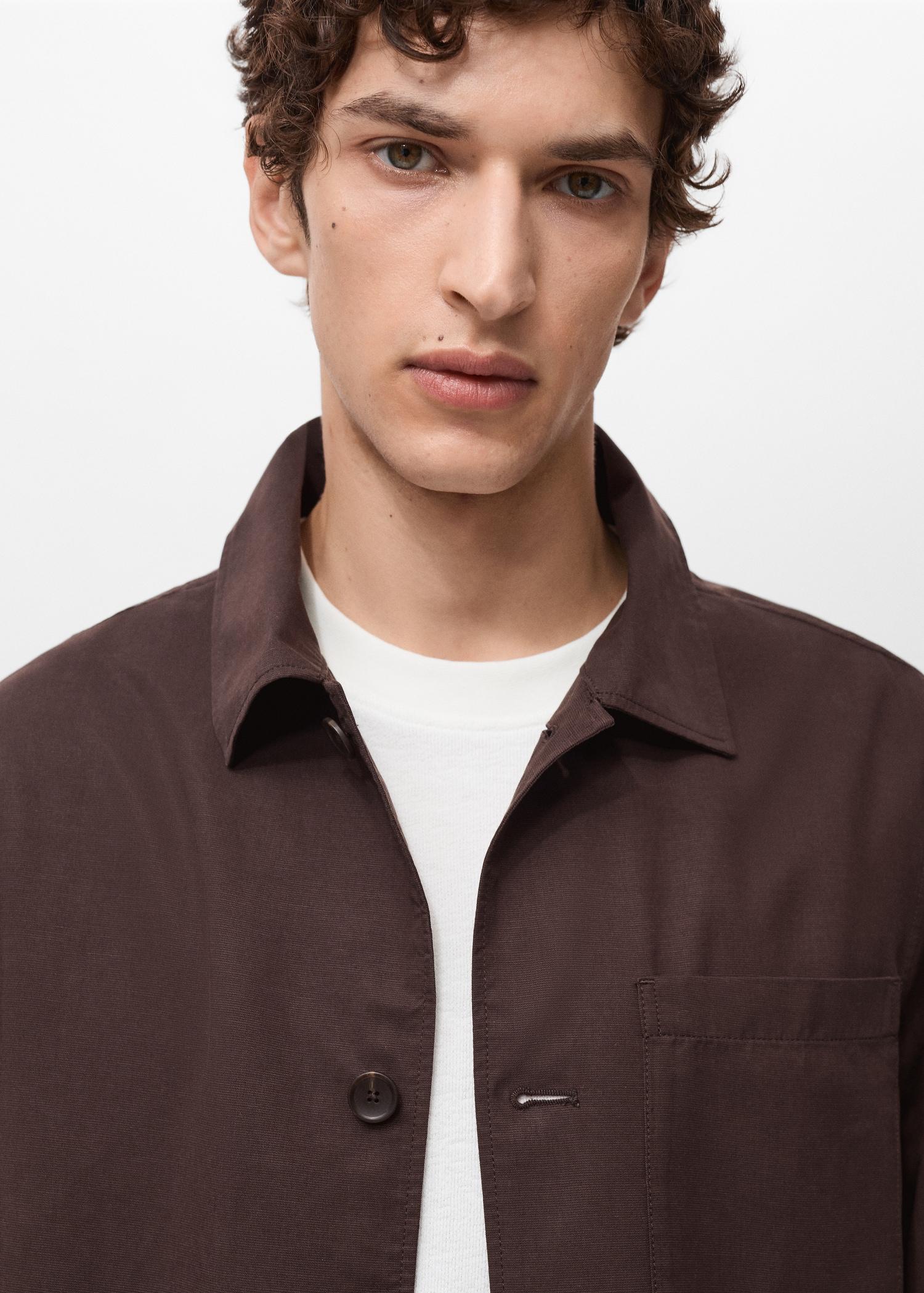 Pocket lyocell overshirt - Men | MANGO USA Product Image