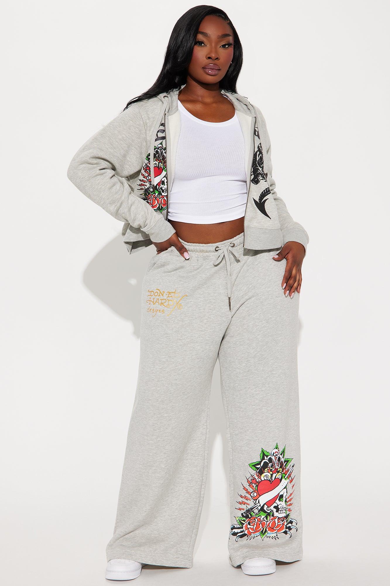 Heart Of Roses Ed Hardy Pant - Heather Grey Product Image