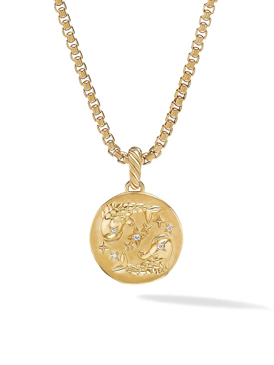 Womens Zodiac Amulet in 18K Yellow Gold with Diamonds Product Image