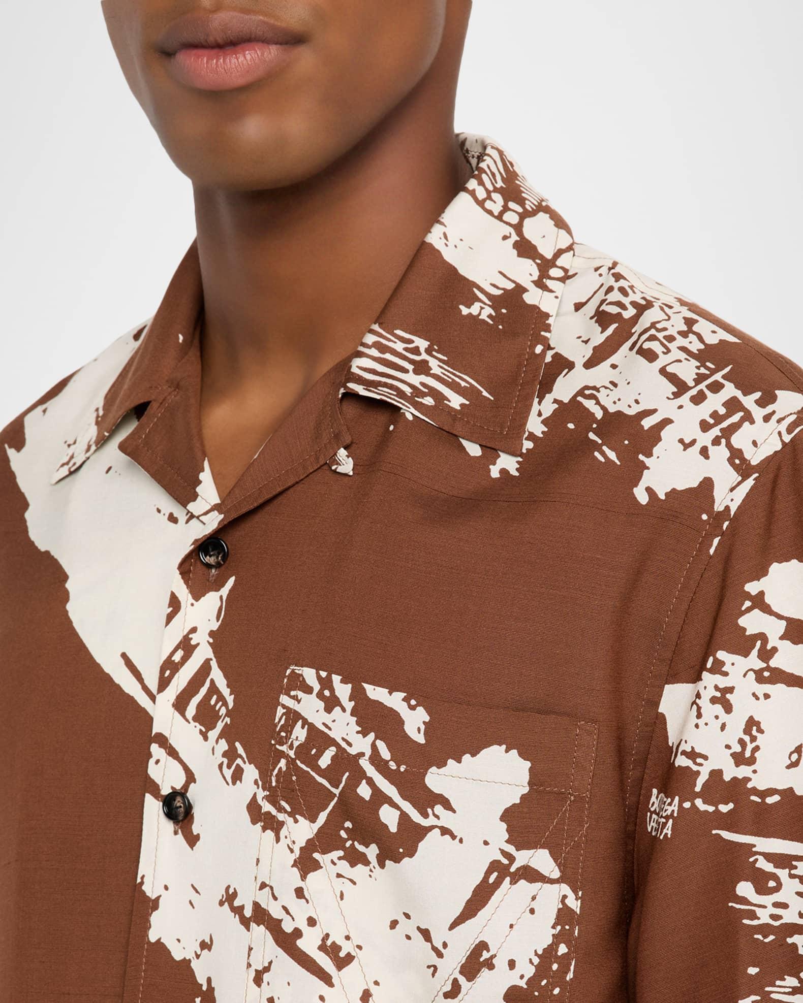 Men's Italian Postcard Silk Short-Sleeve Shirt Product Image