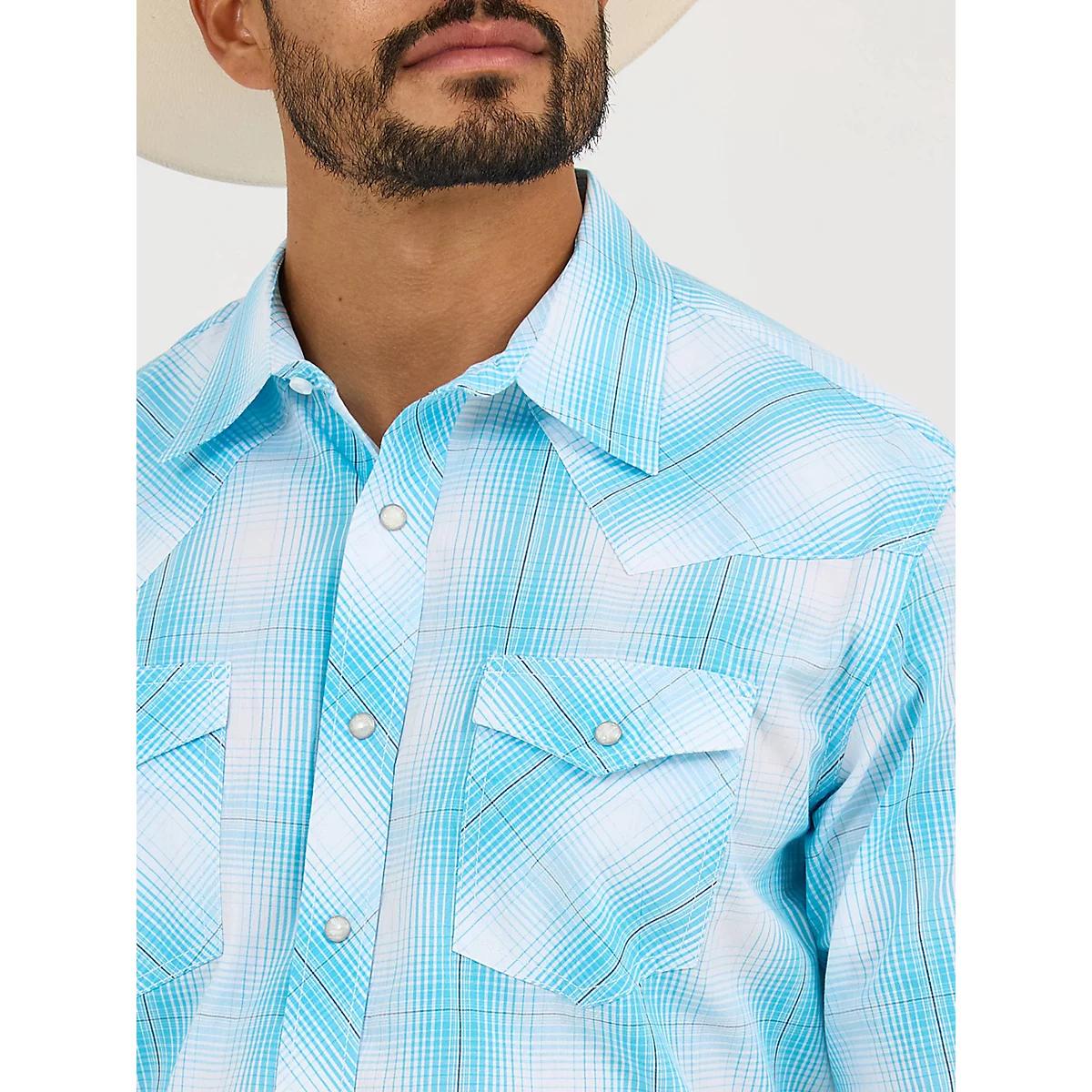 Men's 20X® Competition Advanced Comfort Long Sleeve Two Pocket Western Snap Shirt in Bright Sky Plaid Product Image