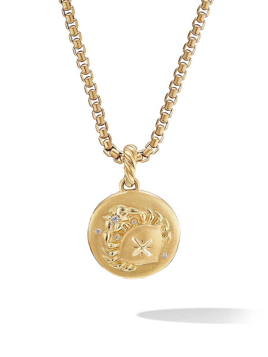 Womens Zodiac Amulet in 18K Yellow Gold with Diamonds Product Image