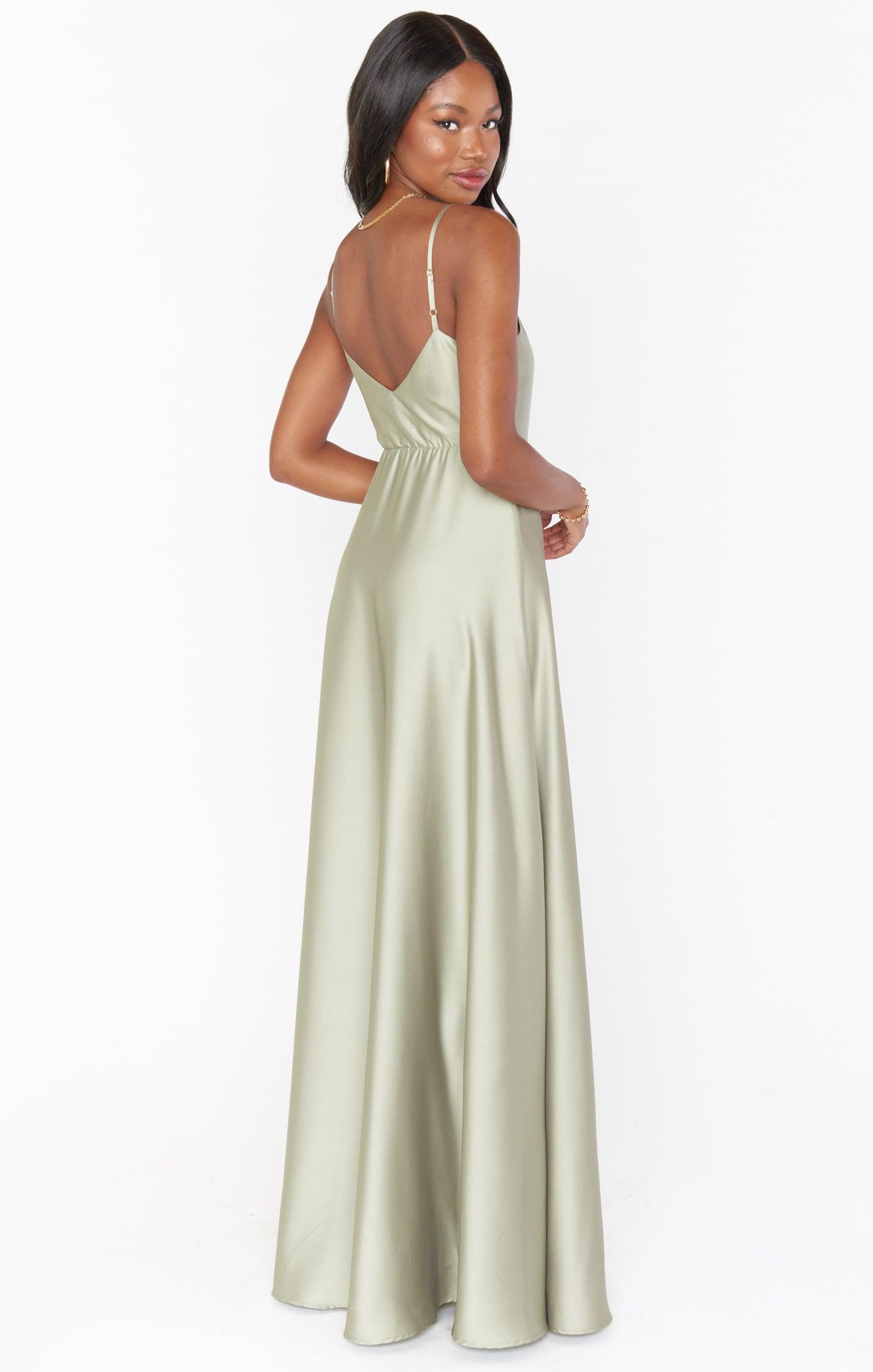 Faith Maxi Dress ~ Moss Green Luxe Satin Product Image