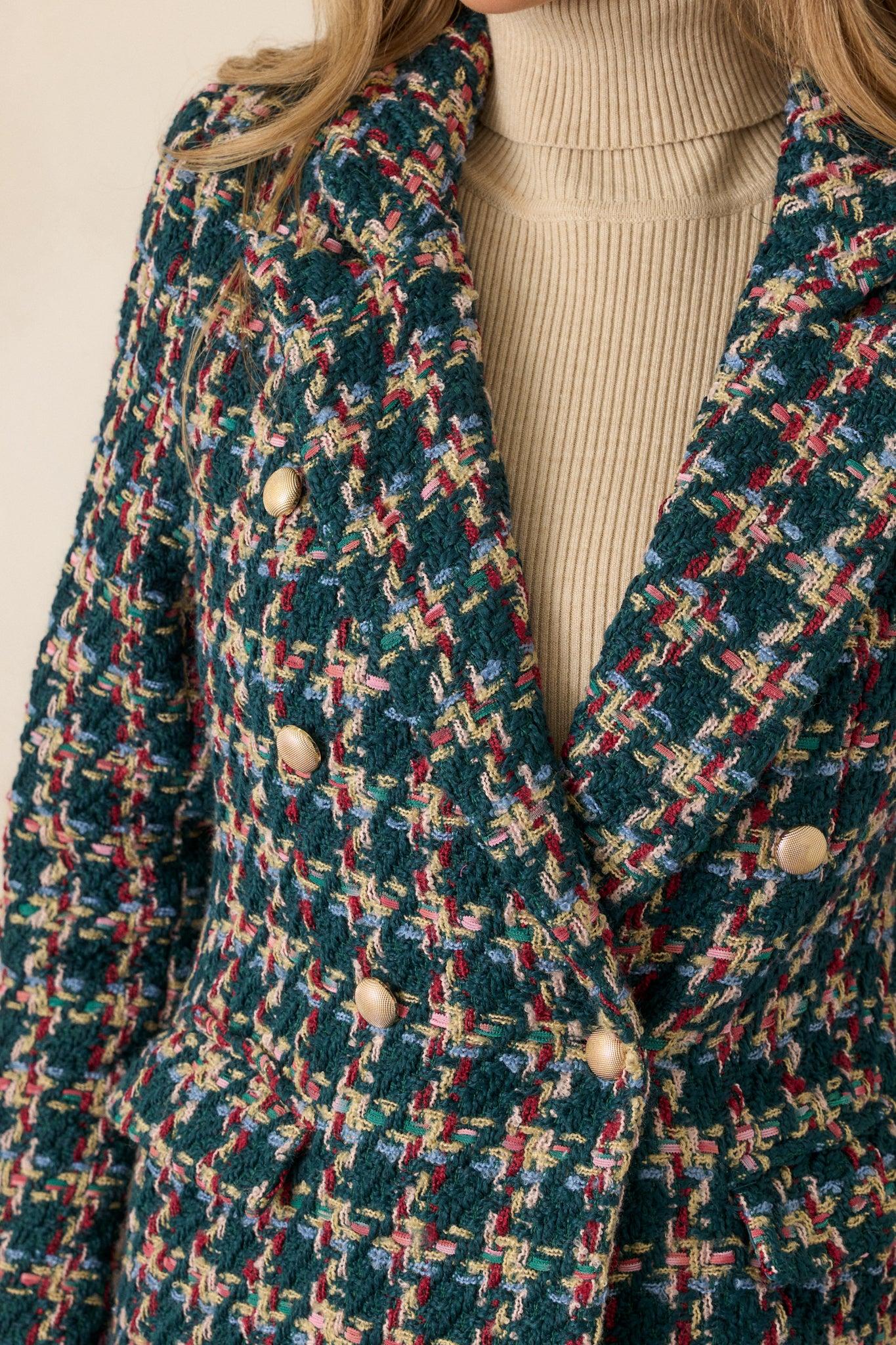 Get It Done Green Multi Tweed Coat Product Image