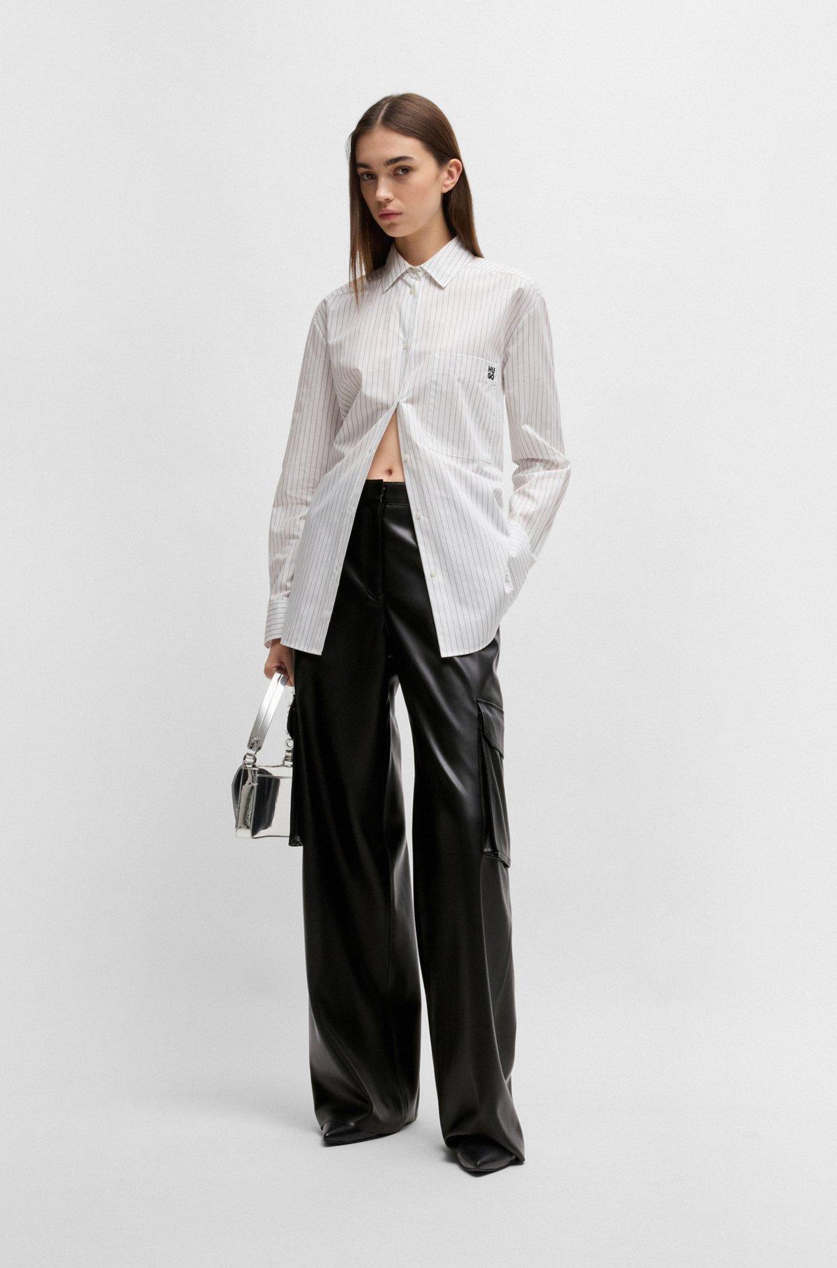 Loose-fit cargo trousers in faux leather Product Image