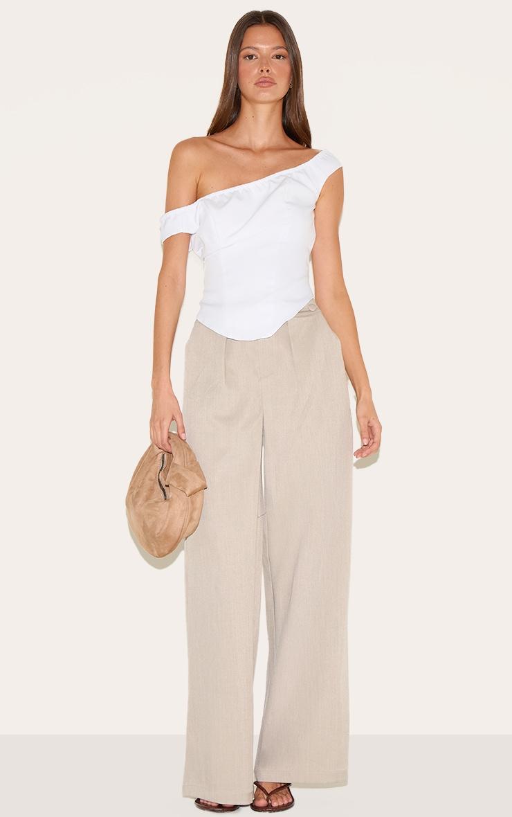 White Woven Bardot Longline Corset Product Image